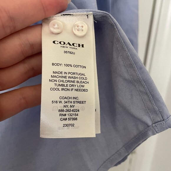 Coach 1941 Blue Button-Up Cotton Shirt – White Collar, Tailored Women’s Size 0 - Picture 8 of 8